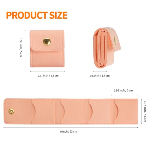 KUKUVR Mini Travel Jewelry Organizer Bag (Pink) | Foldable 4 Compartment, Gym Jewelry Holder Case, Ring Earring Necklace Storage Roll Pouch, Gift for Women - color: Pink