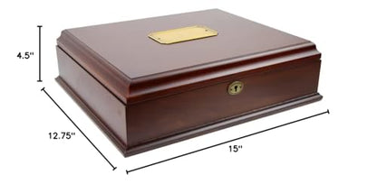 Antico Wooden Lockable Memory and Treasure Box for Keepsakes, Photos, Letters, Jewelry and More