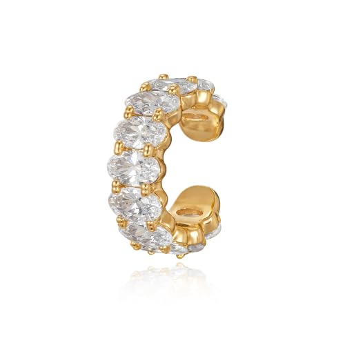 Gold Ear Cuff for Women Non Piercing | Cuff Earrings, 14K Gold Plated, Colorful Cubic Zirconia Pave, Pearl, Clover, Cartilage Earrings Trendy Jewelry, Single - color: Clear A