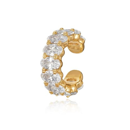 Gold Ear Cuff for Women Non Piercing | Cuff Earrings, 14K Gold Plated, Colorful Cubic Zirconia Pave, Pearl, Clover, Cartilage Earrings Trendy Jewelry, Single - color: Clear A