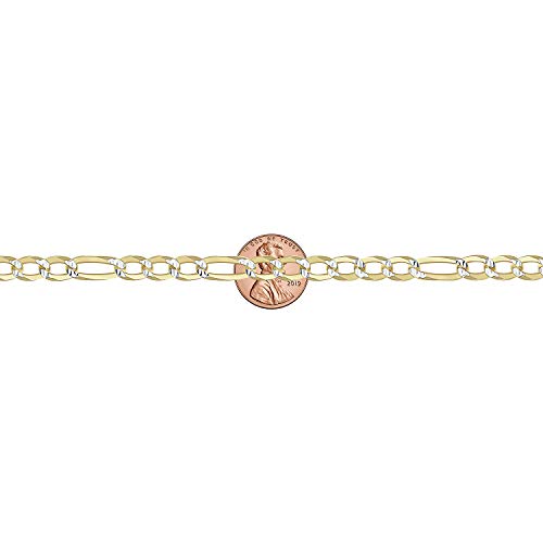 925 Sterling Silver Men's 2 Tone 5.9mm Diamond-Cut Figaro Chain Link Bracelet Made in Italy