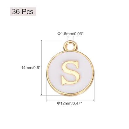 MECCANIXITY Pendants Letter Charm Initial Charm Double Sided Alphabet for DIY Necklace Bracelet Earrings Jewelry Making - style: S