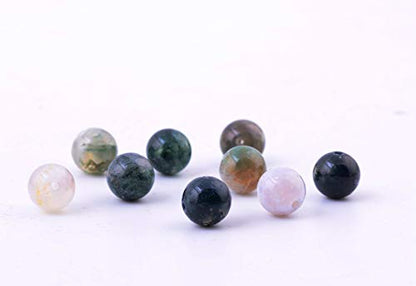 Natural Stone Beads 100pcs 10mm India Agate Round Genuine Real Stone Beading Loose Gemstone Hole Size 1mm DIY Smooth Beads for Bracelet Necklace Earrings Jewelry Making (India Agate, 10mm) - color: India Agate Green, size: 10mm