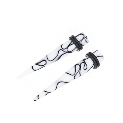 50 PCS Ear Stretching Kit 14Gauges-00Gauges Earring Marble Acrylic Taper Piercing Jewlery Sets - color: White