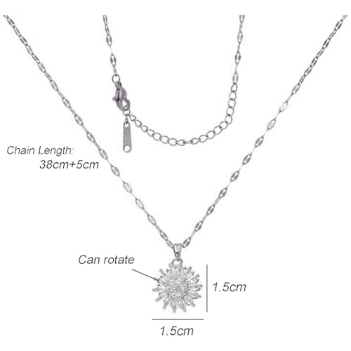 Sunflower Fidget Necklace for Women Gold Moon Necklace Rotating Heart Necklaces Spinning Crystal Flower Anxiety Necklaces Crescent Moons Jewelry Accessories - color: Star