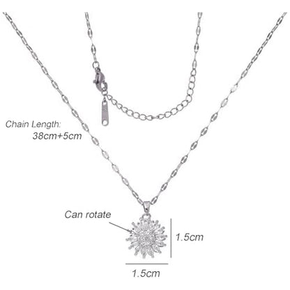 Sunflower Fidget Necklace for Women Gold Moon Necklace Rotating Heart Necklaces Spinning Crystal Flower Anxiety Necklaces Crescent Moons Jewelry Accessories - color: Star