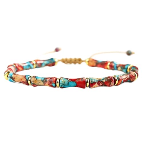 7 Chakra Bracelet Bohemian Handmade Leather Wrap Healing Protection Natural Stone Yoga Beaded Bracelets Boho Friendship Jewelry - color: Purple Red