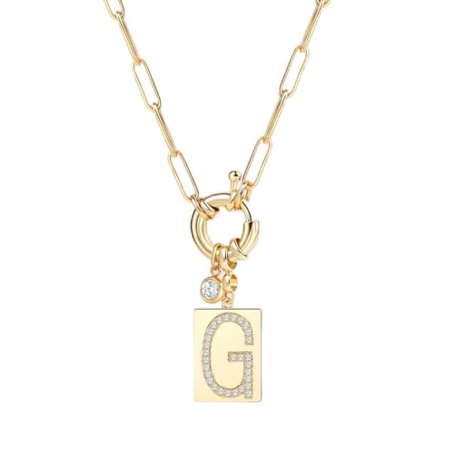 Mint & Lily Gold Initial Necklace for Women – 18K Gold Plated 24” Paperclip Chain with Sparkling Letter Pendant | 18K Gold Plated Personalized Letter Charm w/ Cubic Zirconia, Paperclip Chain, Tarnish-Resistant, Dainty Jewelry Gift for Her - style: Letter: