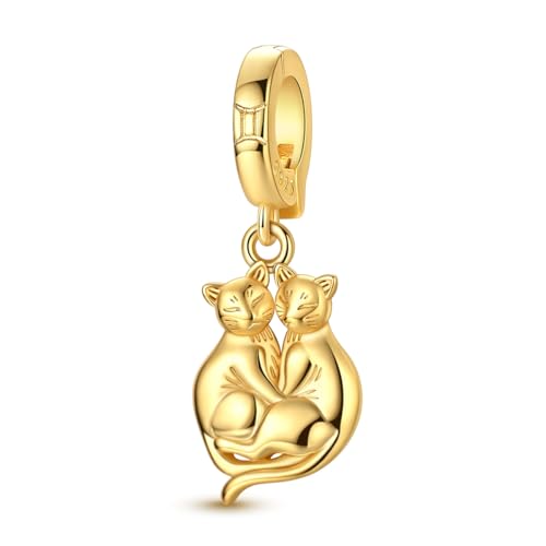 LAZA 925 Silver Charms for Bracelets and Necklaces Gold charms for Women | Summer Travel Party Lucky Zodiac Charms Clearance Pendant Beads Christmas Birthday Graduation Gift Jewelry for Women - color: Gemini