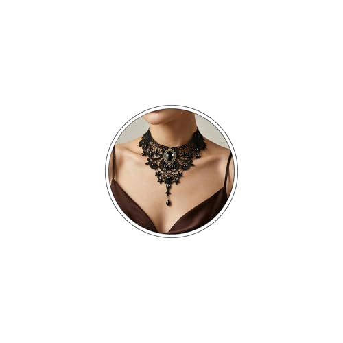 Black Necklaces for Women,Adjustable Layered Collar,Goth Jewelry - color: Flute