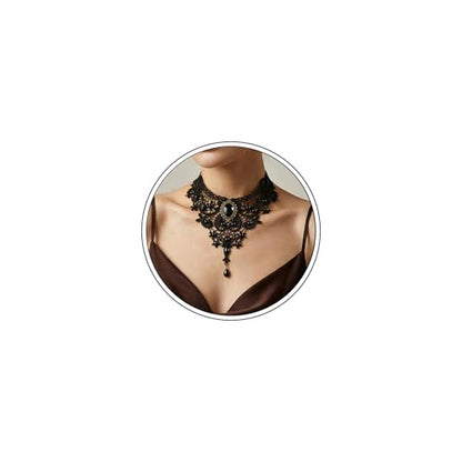 Black Necklaces for Women,Adjustable Layered Collar,Goth Jewelry - color: Flute