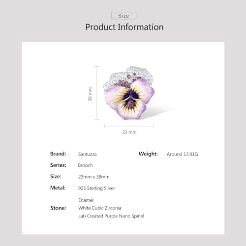Santuzza 925 Sterling Silver Enamel Brooch Pin for Women - color: [D]Orchid-Purple