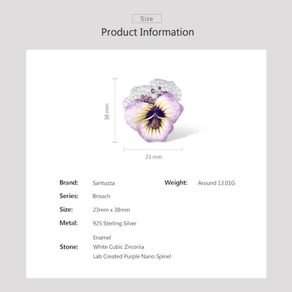 Santuzza 925 Sterling Silver Enamel Brooch Pin for Women - color: [D]Orchid-Purple