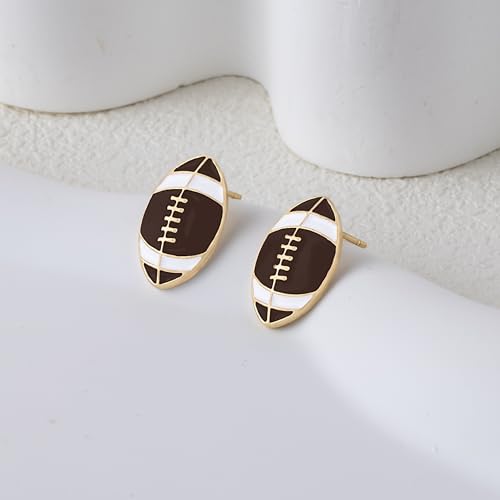 Gold Stud Earring Gifts For Teens Women Hypoallergenic Golf Baseball Football Basketball Soccer Volleyball Sport Earrings For Women - color: Football earring