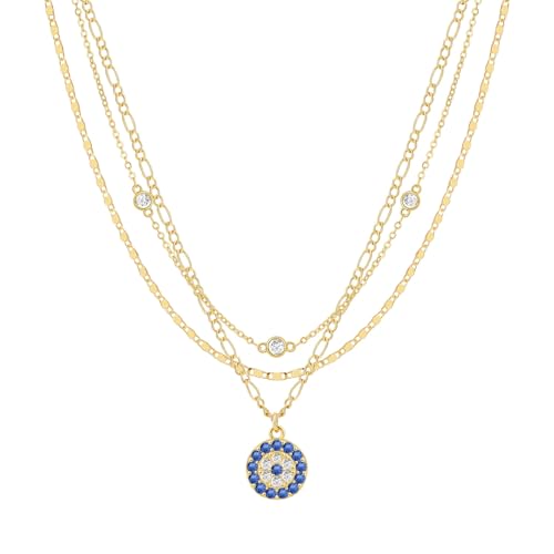 Gold Necklace for Women 14K Gold Plated Layered Necklaces Dainty Pendant Necklace Cute Stack Necklaces Set Fashion Jewelry Gift for Her - style: circle3-gd