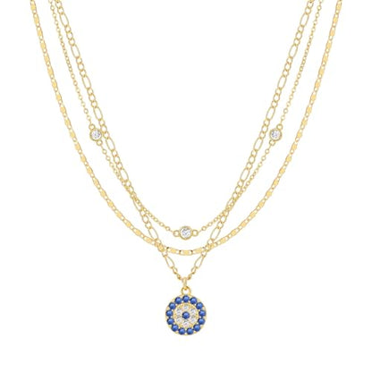 Gold Necklace for Women 14K Gold Plated Layered Necklaces Dainty Pendant Necklace Cute Stack Necklaces Set Fashion Jewelry Gift for Her - style: circle3-gd