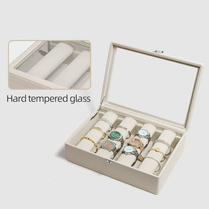Bracelet Holder Rods Bangles Box Organizer Display | Glass Lid Jewelry Boxes for Women with 4 Velvet Rods