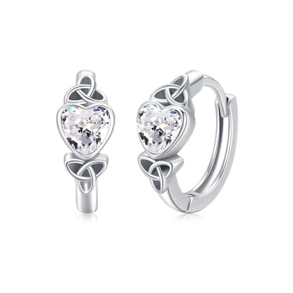 Celtic Knot Earrings Heart Hoops S925 Sterling Silver Irish Earrings Cartilage Hoop Earrings Small Hoop Earrings for Women - style: 0964F