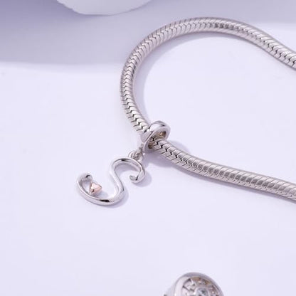 Letter Charms for Pandora Bracelets 925 Sterling Silver Alphabet Initial Charms Bead Jewelry Gift for Women - style: Initial S