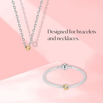 S925 A-Z Bead Charms,Initial Letter Alphabet, 14K Gold Plated, for Bracelet Necklace, Gift for Mothers Nurses Day Graduation Birthday Anniversary, for Girlfriend Family Friend, for Pandora - style: Q