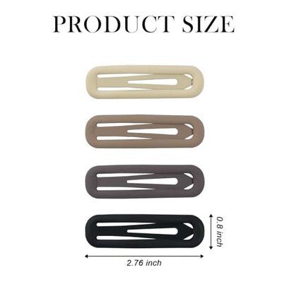 10pcs Snap Hair Clips, 2.76'' Long Snap Clip, Matte Hairpin Accessories for Women Girls, Nonslip Metal Barrettes, Neutral Color - color: 2.76'' Rectangle Neutral