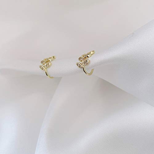 Ear Cuffs S925 Sterling Silver 18K Gold Plated Leaf Non Piercing Ear Clip Cuff Wrap Earrings Hypoallergenic Earring for Women (1 pair)