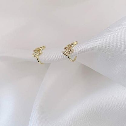 Ear Cuffs S925 Sterling Silver 18K Gold Plated Leaf Non Piercing Ear Clip Cuff Wrap Earrings Hypoallergenic Earring for Women (1 pair)