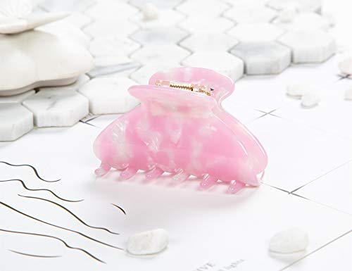 Handmade Celluloid Acetate French Design Barrettes Tortoise Shell Claws Hair Claw Luxury Fashion Accessories Hair Clip for Women (Pink) - color: Pink