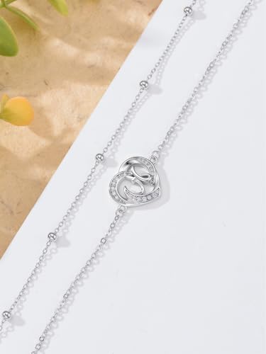 Dorunmo Initial Anklet 925 Sterling Silver Letter A-Z Layered Heart Anklet Beach Jewelry Birthday Gifts for Women - color: H