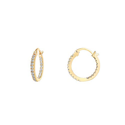 PAVOI 14K Gold Plated 925 Sterling Silver Post Cubic Zirconia Hoop Earrings | 925 Sterling Silver Posts, Cubic Zirconia Hoop Earrings for Women, Rhinestone Hoop Earrings, Sparkly Hoops - color: Yellow Gold, size: 15 Millimeters