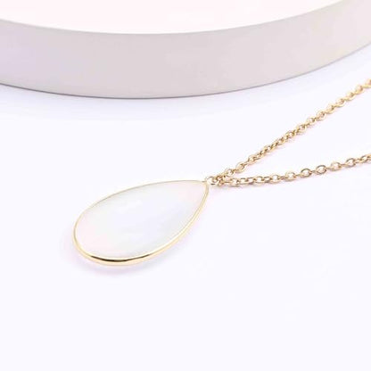 BaubleStar Teardrop Natural Crystal Healing Stone Pendant Necklace | Birthstone Quartz Necklace for Women, Multi-Color Available - color: Translucent White