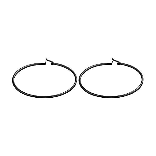 Rounded Hoops Earrings (20mm-60mm Diameter) - color: Black 60mm