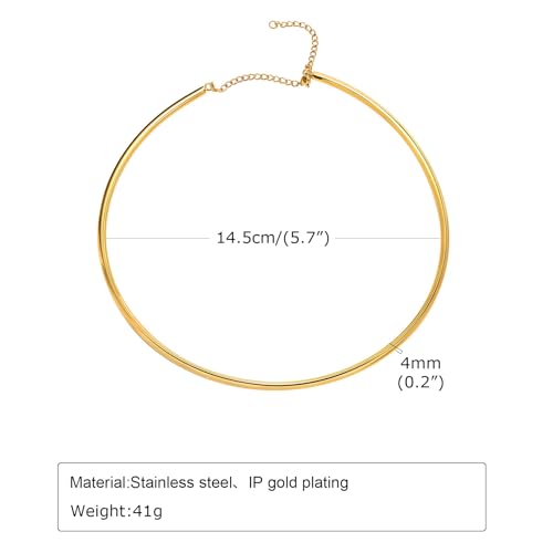 JAJAFOOK Minimalist Round Gold-Tone Bar Necklace Simple Fashion High Neck Choker Female King Neckwire - color: Gold Chain