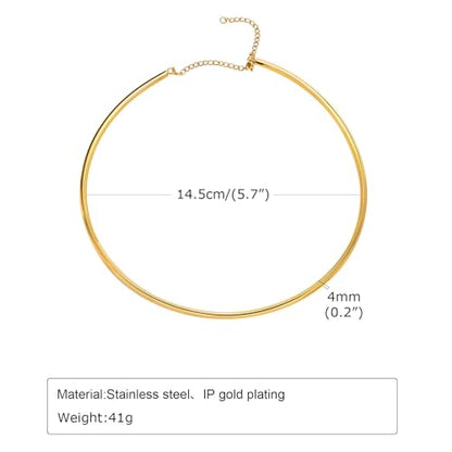 JAJAFOOK Minimalist Round Gold-Tone Bar Necklace Simple Fashion High Neck Choker Female King Neckwire - color: Gold Chain