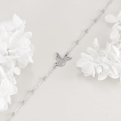 POPLYKE Bracelet for Women 925 Sterling Silver Dove/Hummingbird/Cat Animal Bracelet Jewelry Gifts for Mother Daughter Sister Grandma - style: Dove