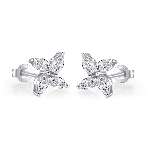 Sterling Silver Moissanite Stud Earrings In the Shape of A Windmill