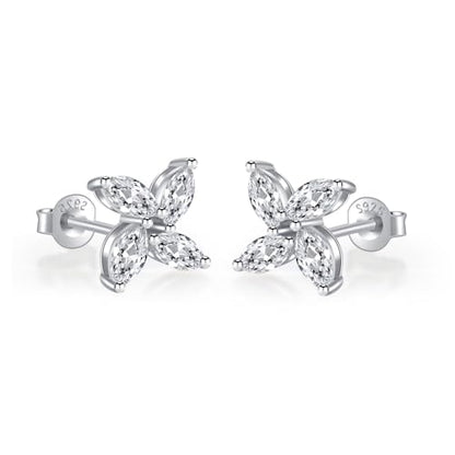 Sterling Silver Moissanite Stud Earrings In the Shape of A Windmill