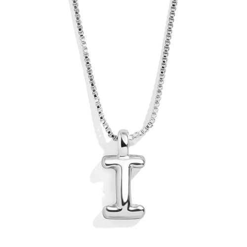 BaubleBar Gold-Plated Initial Necklace - Bubble or Signature Letter Pendant, 17-Inch Chain Necklace with Lobster Clasp, Fashion Jewelry, Perfect Personalized Gift for Women - color: I