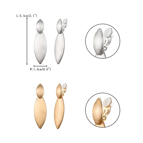 FANZE 2-3 Pairs Clip on Earrings Drop Earrings Set,Big Matte Gold Earrings Statement Earrings Jewelry Gift for Women - color: Set-5