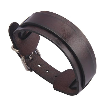 JAOYU Punk Leather Cuff Bracelet Goth Leather Wristband Rock Bracelet Biker Bracelet for Men Leather Armband Black Handmade Jewelry - color: Goth Men Bracelet