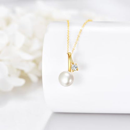 KECHO 14k Gold Pearl Necklace for Women, Freshwater Pearl Pendant Jewelry Wedding Anniversary Birthday Gifts for Her - style: B-Pearl Necklace