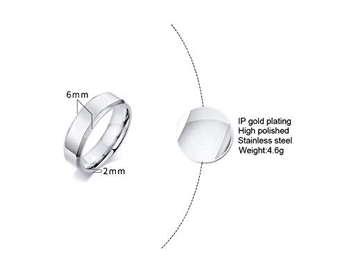 VNOX Customize Personalized Name Date Stainless Steel Simple Polished Finish Wedding Band Engagement Rings for Men Women,Size 6 - color: 6MM-Silver-Customize