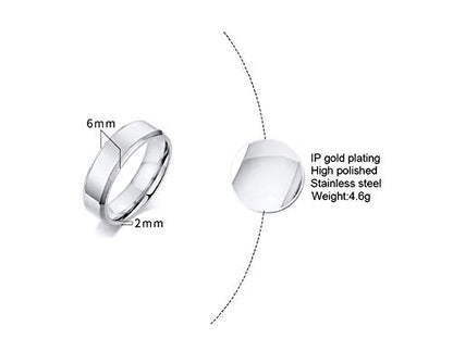 VNOX Customize Personalized Name Date Stainless Steel Simple Polished Finish Wedding Band Engagement Rings for Men Women,Size 6 - color: 6MM-Silver-Customize