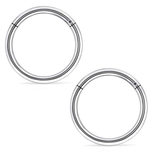 Ruifan 20G Titanium Nose Rings Hoops Septum Rings Nose Clicker Ring Lip Tragus Helix Cartilage Daith Rook Sleeper Earring Body Piercing Jewerly for Women Men 9MM