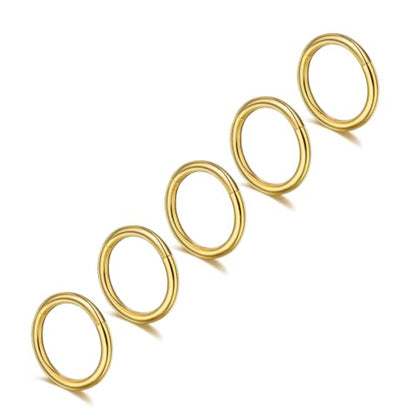 Lantine Nose Rings Hoops set for Women Set 316L Surgical Steel Septum Rings Rook Daith Tragus Piercing Jewelry Hinged Cartilage Hoop Earrings - color: 5Pcs Gold, size: 16G 8mm