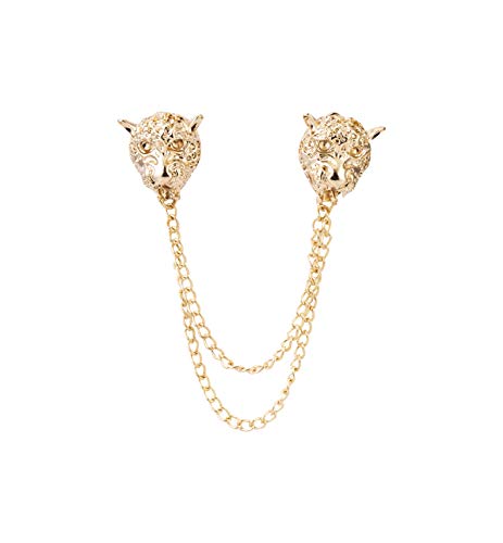 Knighthood Brooch Pin Leopard Face With Chain Shape Tassel Suit Collar Lapel Pin Accessories for Men Women