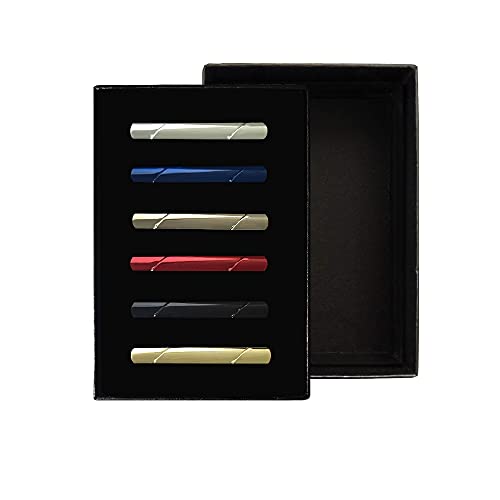 Tie Clips for men Tie Bar Clip Set for Regular Ties Necktie Wedding Business Tie Pin Clips - color: 6 Colors