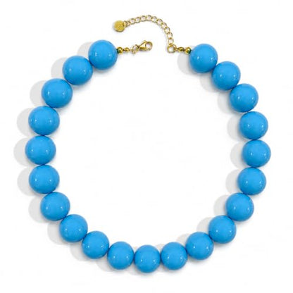 Colorful Chunky Beaded Necklaces for Women Trendy Large Bead Statement Necklace Boho Resin Bead Choker Summer Beach Jewelry Gifts Accessories - color: Sky Blue