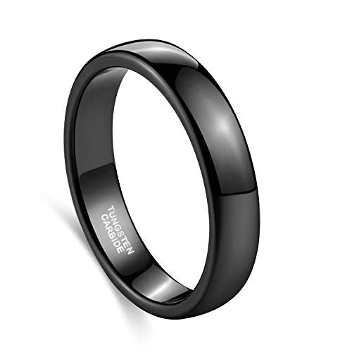 TRUMIUM 2mm 4mm 6mm 8mm Black Tungsten Ring for Men Women Wedding Band Domed High Polish Comfort Fit 4-15 - color: 4mm Black