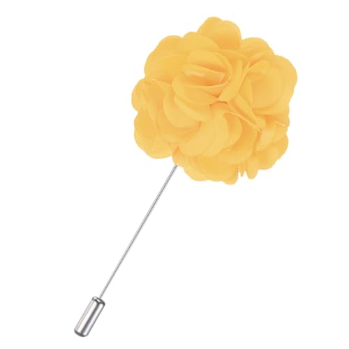 M METERXITY Flower Lapel Pins for Men, Boutonnieres Pin Camellia Flower Groom Boutonnieres for Wedding/Graduation - color: Yellow